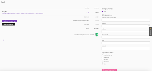 The Libera submission shopping cart form with the entry fee.